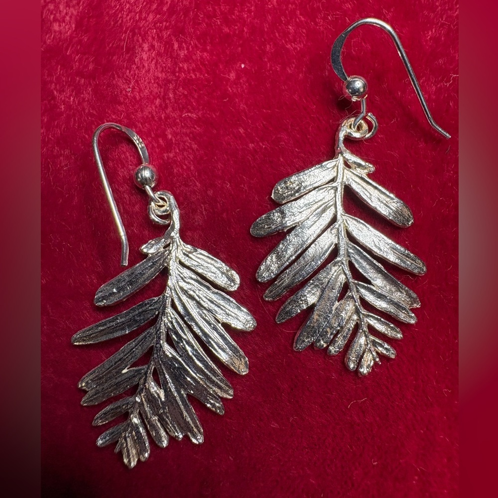 Earrings Chic 925 Solid Sterling Silver Leaf Drop… - image 1